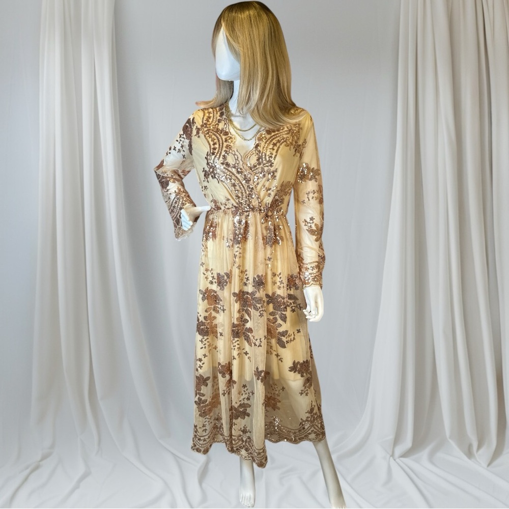 SHEIN Cream Bell Sleeve Ruffled Sundress - Picture 4 of 12